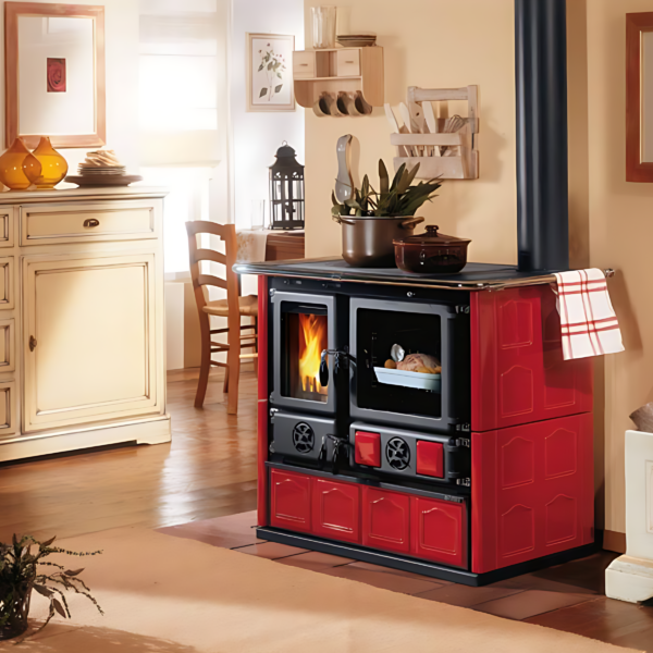 Cuisinière à bois LA NORDICA Rosa 5.0 Maiolica Bordeaux 8.8kW