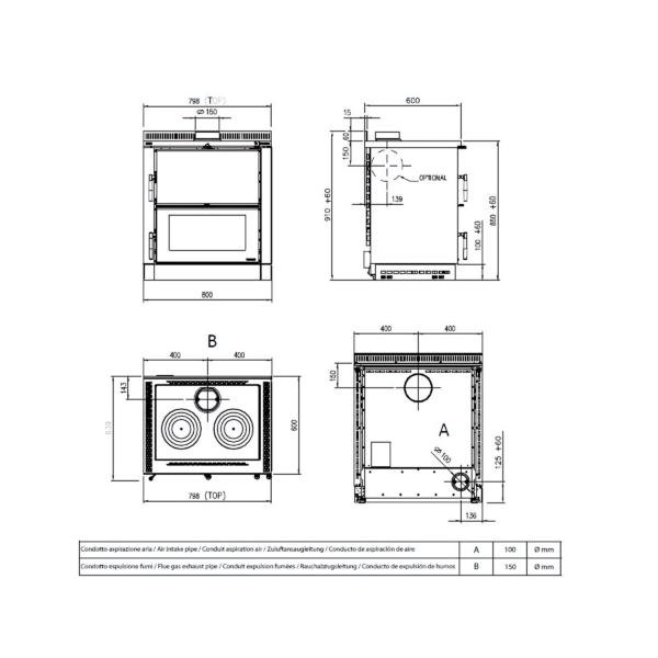 Cuisinière à bois encastrable raccordable LA NORDICA Verona XXL 7kW