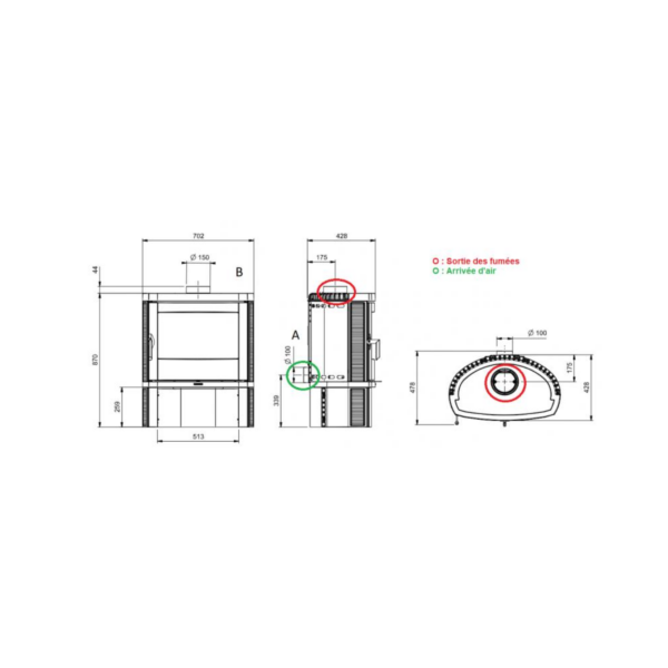 Poêle à bois raccordable en fonte LA NORDICA Jennifer 2.0 7.7kW
