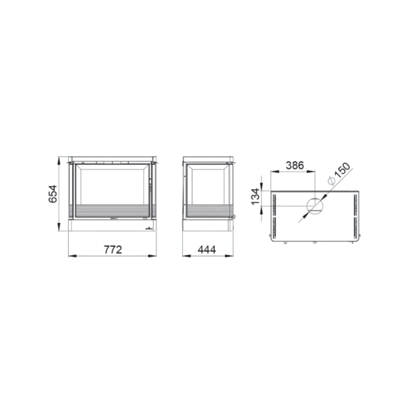Poêle à bois suspendu ventilé raccordable 3 faces BRONPI Versailles C 10kW
