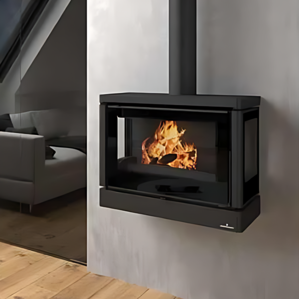 Poêle à bois suspendu ventilé raccordable 3 faces BRONPI Versailles C 10kW