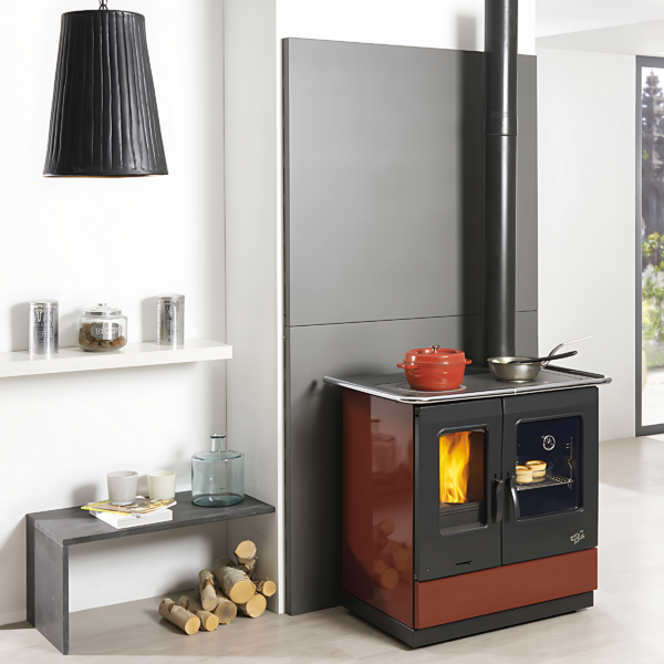 Cuisinière à bois GODIN Armonnie émaillée carmin