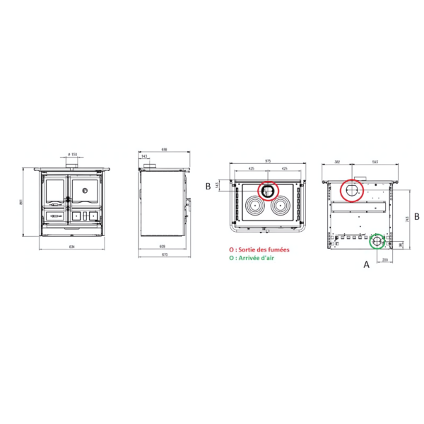 Cuisinière à bois LA NORDICA Rosa L 5.0 Steel 9.5kW
