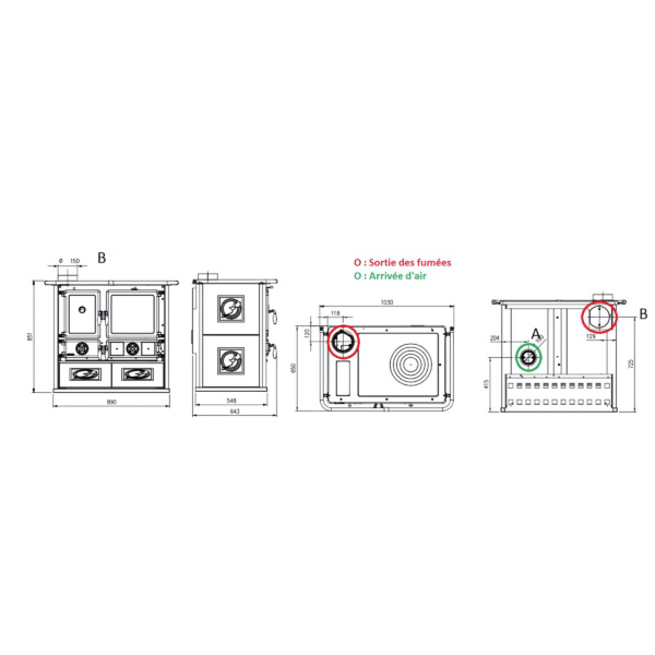 Cuisinière à bois LA NORDICA Rosa Sinistra Reverse 8.2kW