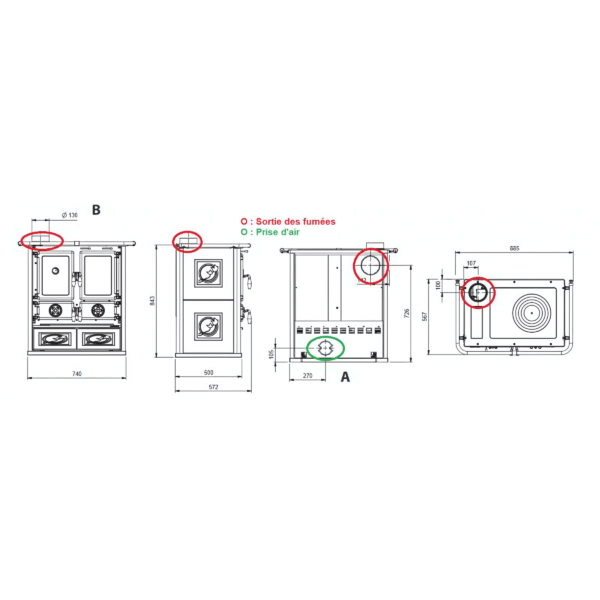 Cuisinière à bois LA NORDICA Rosetta Sinistra 5.0 Ceramica 7.9kW