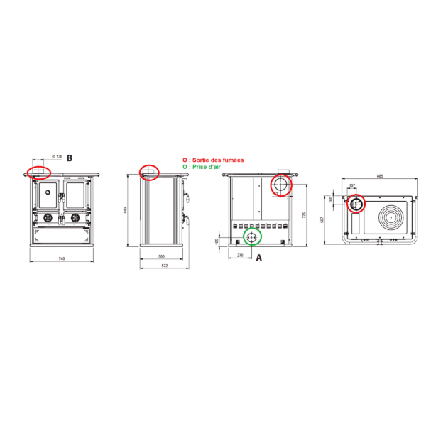 Cuisinière à bois LA NORDICA Rosetta Sinistra 5.0 Steel 7.9kW