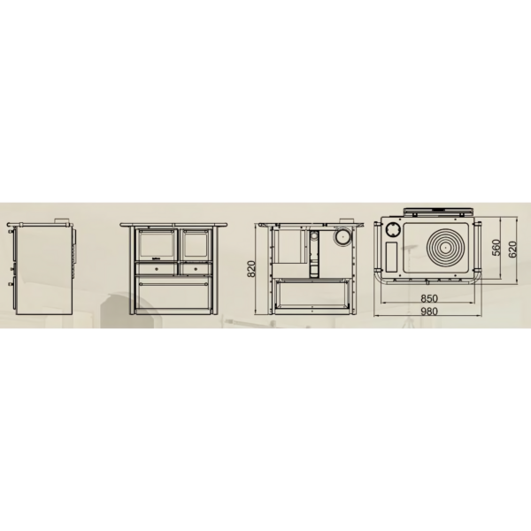 Cuisinière à bois LINCAR Gaia 149 Sinistra 7kW