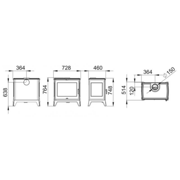 Poêle à bois en fonte BRONPI Derby 14.3kW