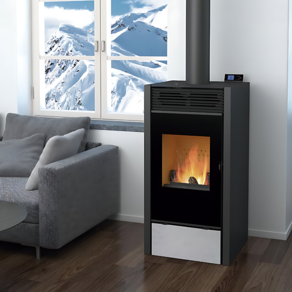 Poêle mixte hybride ventilé bois granules BRONPI Hybrid 10kW
